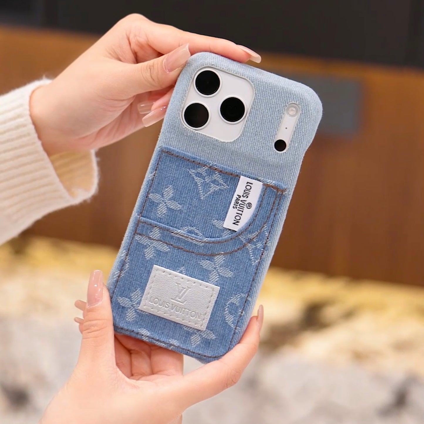 Džínové pouzdro na telefon Monogram