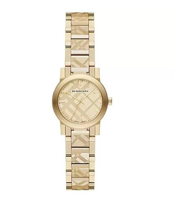 Burberry Ladies The City graveret tjek guld 26 mm ur