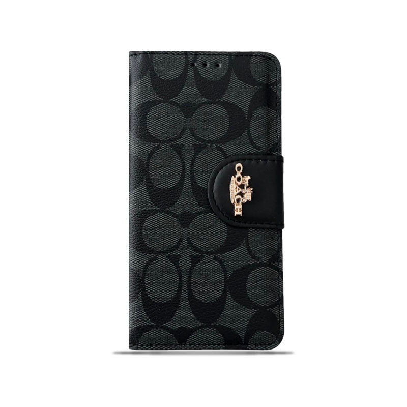 Kožené flipové pouzdro Coach iPhone Case s držákem na karty Černé-PTK241622