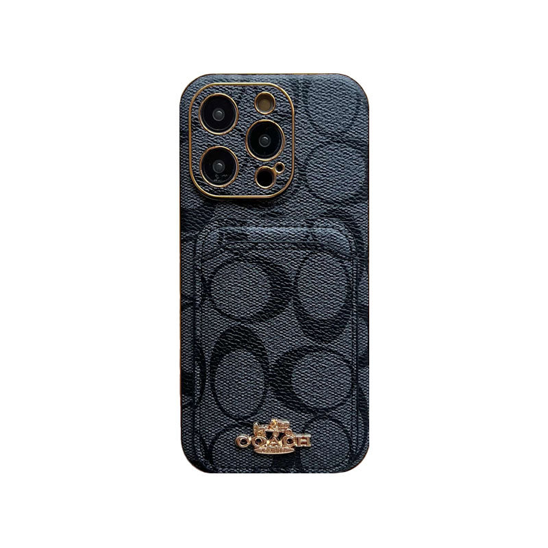 Coach 帶卡夾 iPhone 保護殼 棕色 -KB241651