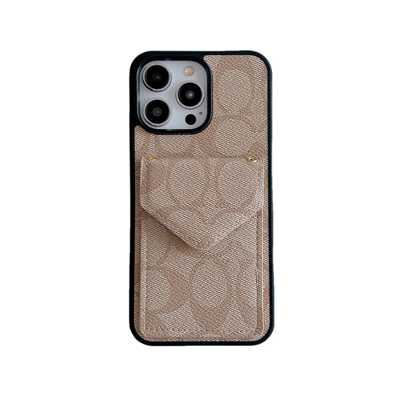 Pouzdro na iPhone Coach s držákem karty a popruhem tmavě hnědé -SJ240513
