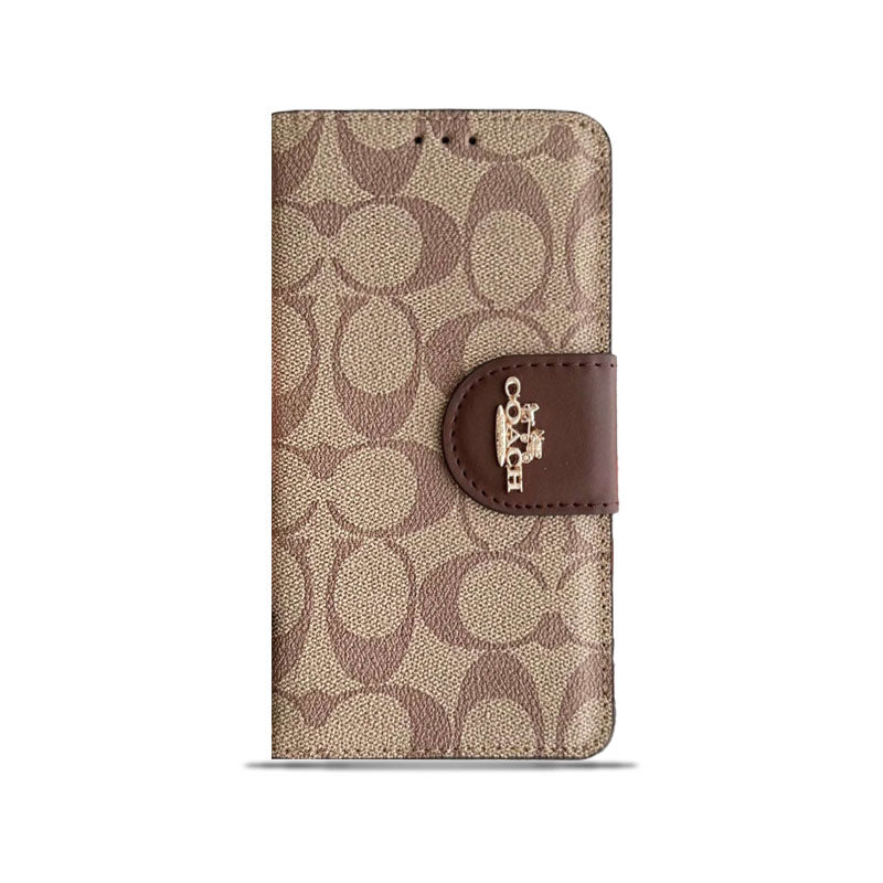 Coach iPhone Case Læder Flip Case med kortholder Brun-PTK241622