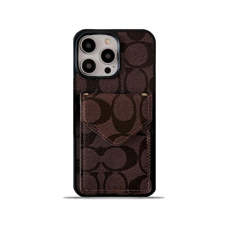 Pouzdro na iPhone Coach s držákem karty a popruhem tmavě hnědé -SJ240513