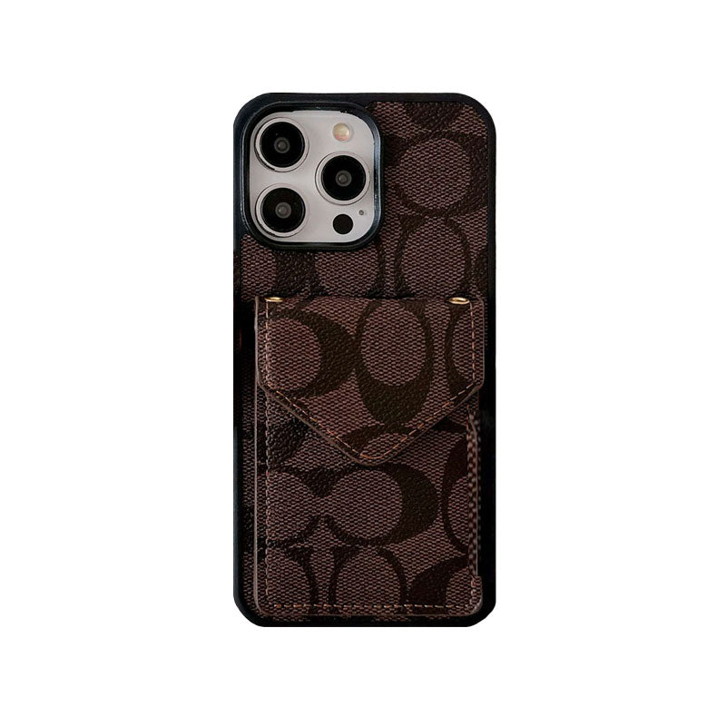 Pouzdro na iPhone Coach s držákem karty a popruhem tmavě hnědé -SJ240513