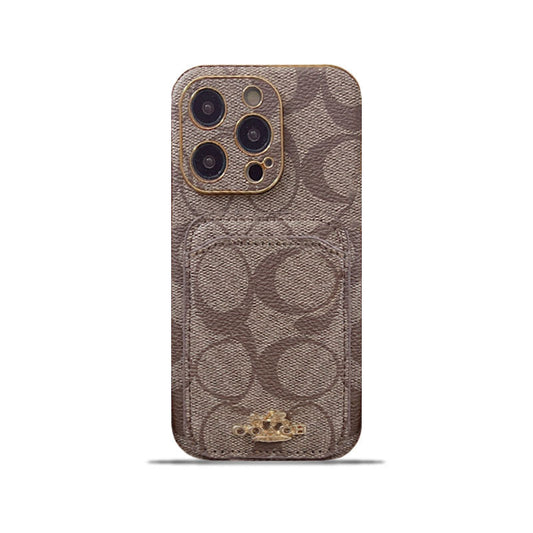 Etui Coach na iPhone'a z miejscem na kartę Kawowy -KB241651