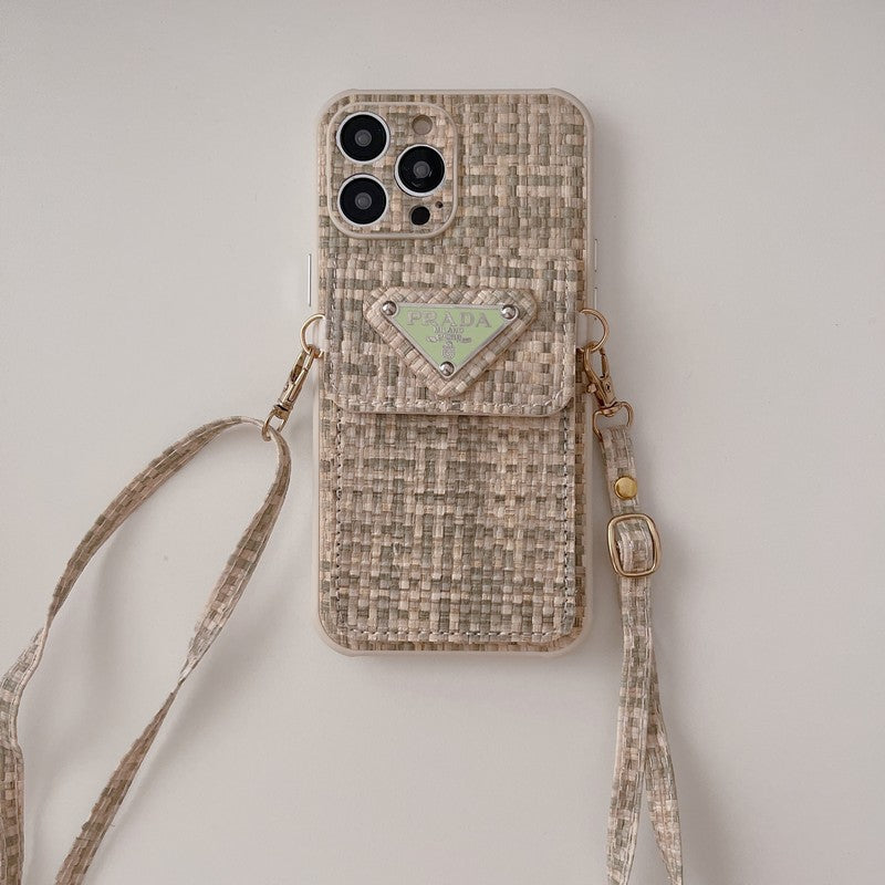 Custodia per iPhone a tracolla con borsa per carte Pra Weave