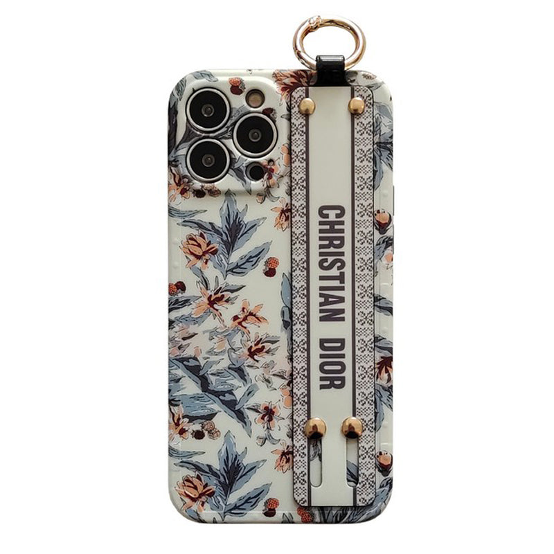 Capa CD para iPhone com pulseira roxa e branca