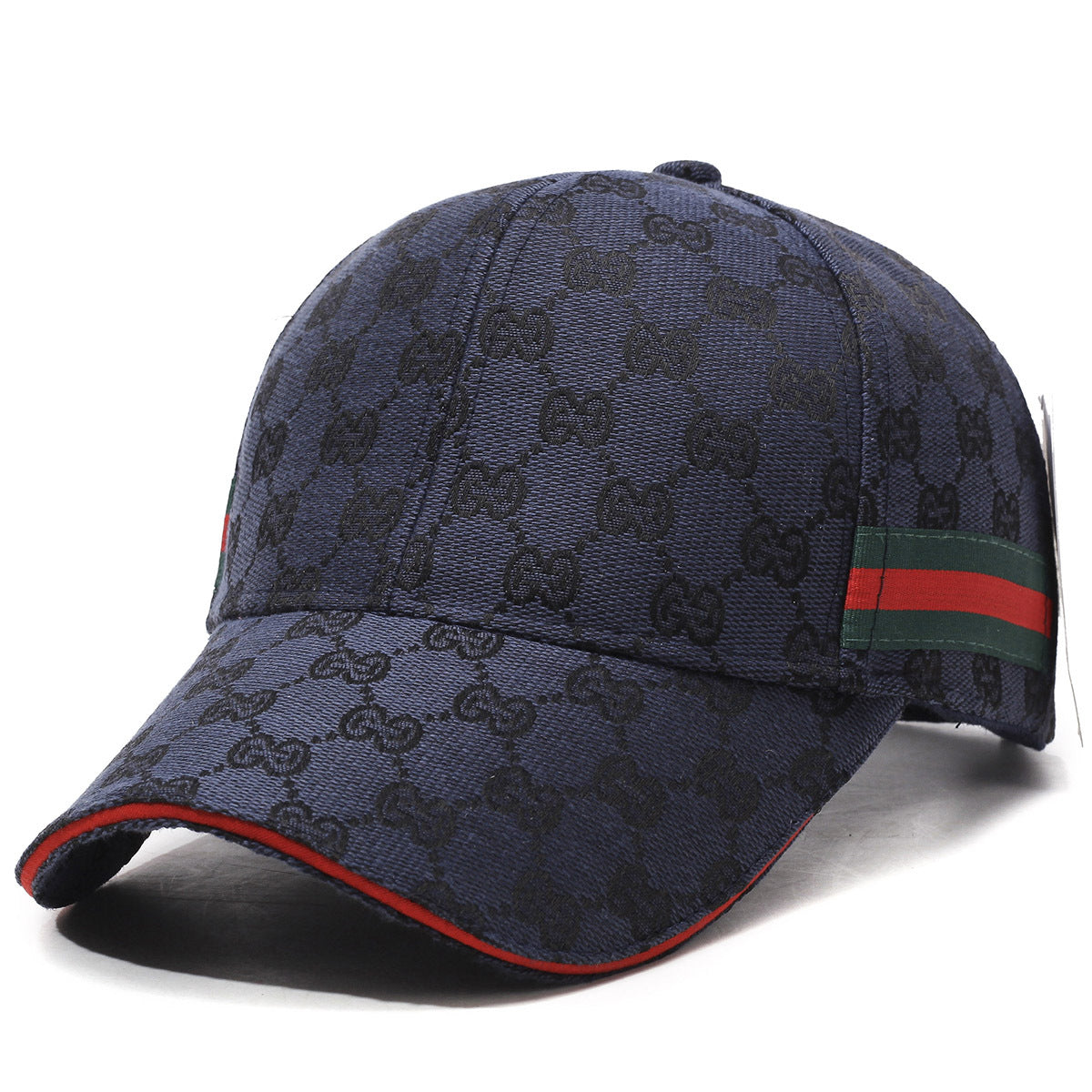 條紋圖案帆布棒球帽