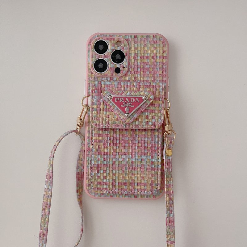 Custodia per iPhone a tracolla con borsa per carte Pra Weave