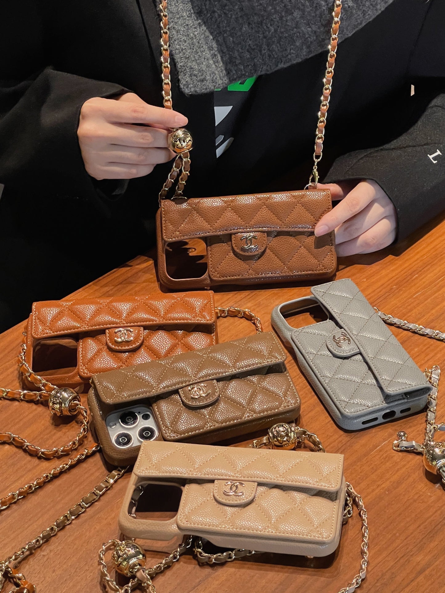 Πολυτελής Θήκη για iPhone Πορτοφόλι με Χέρι/Crossbody Chain