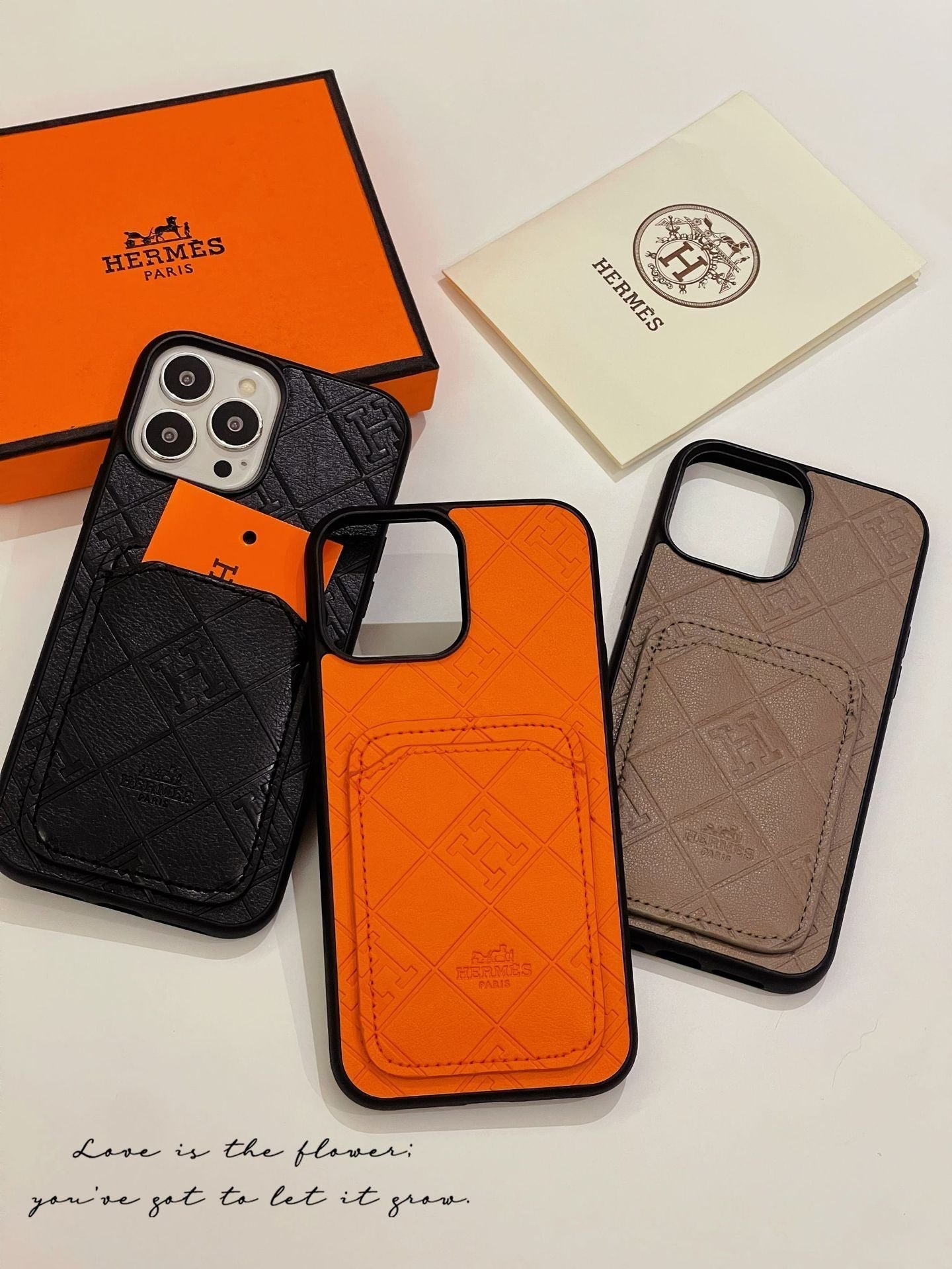 Étui pour iPhone avec porte-cartes en cuir H