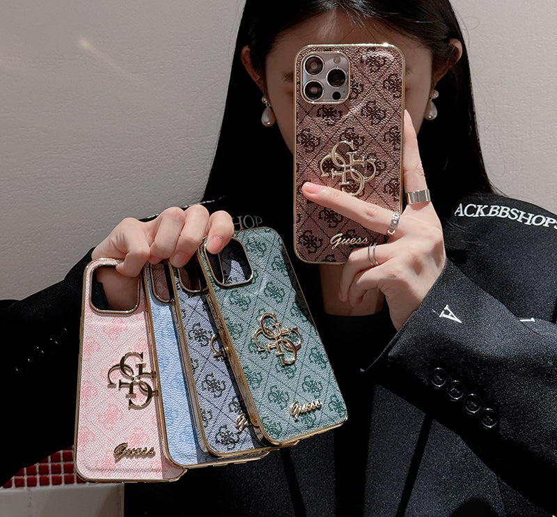 Gue Gold Logo Cás iPhone Leathar