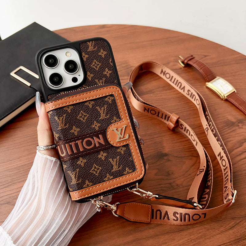 Custodia per iPhone con catena porta carte Lou GG
