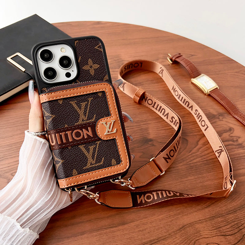 Custodia per iPhone con catena porta carte Lou GG