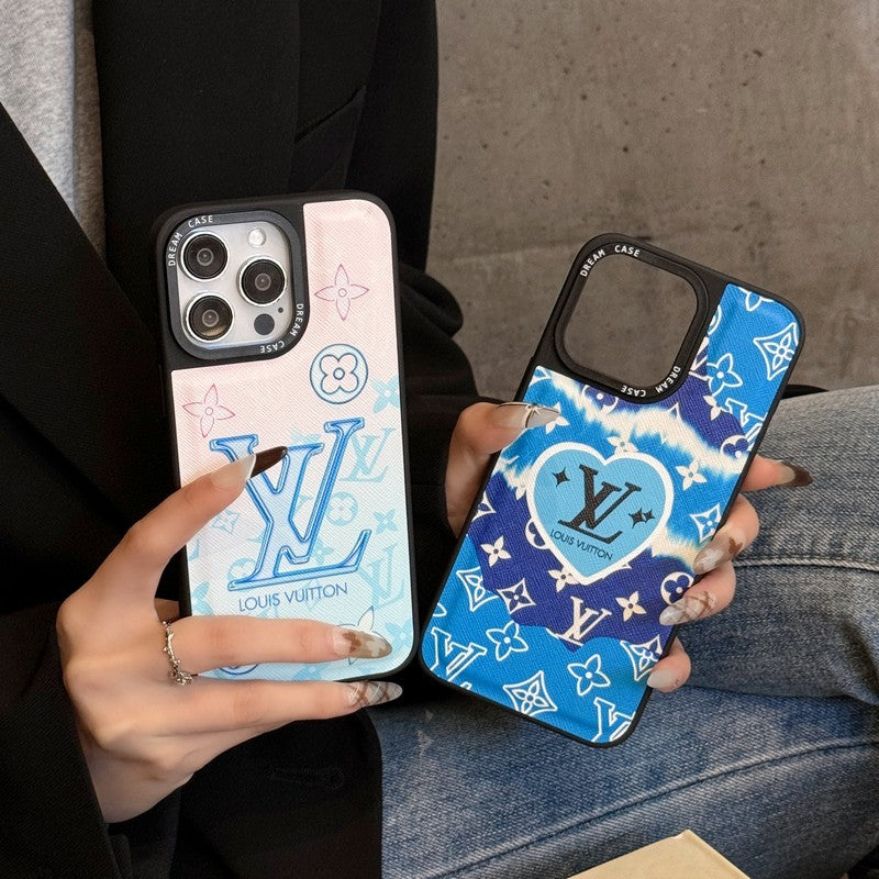 Lou blauw lederen iPhone-hoesje