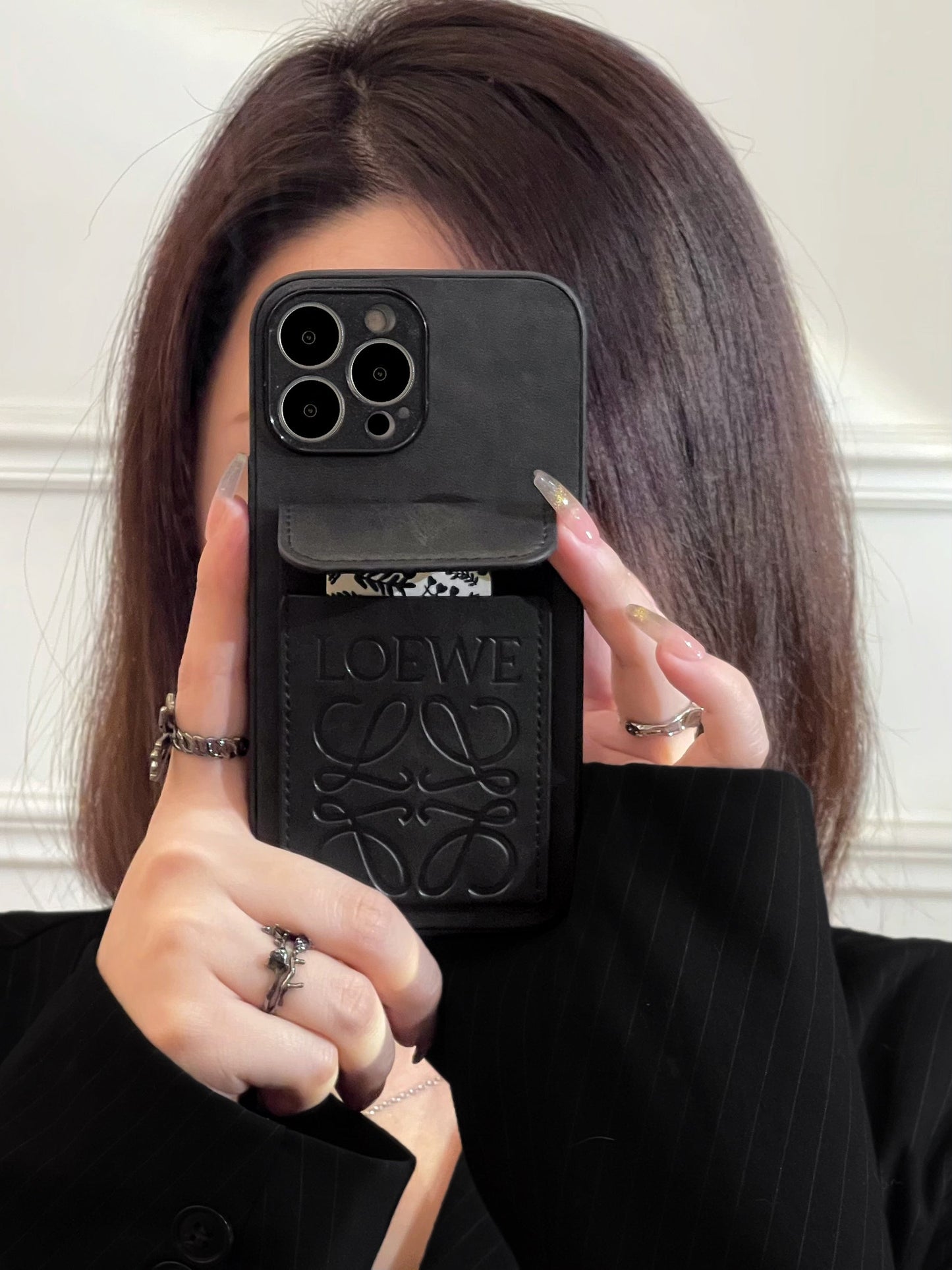 LOEWE iPhone tok kártyatartóval, fekete-LZP241448