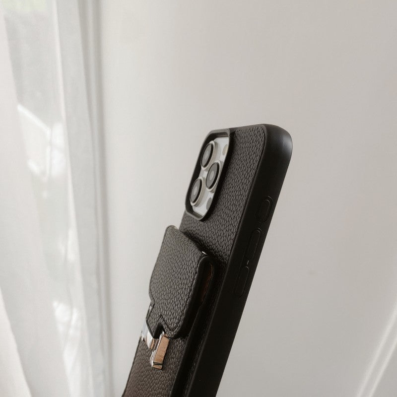 Custodia per iPhone a tracolla in pelle con borsa per carte H