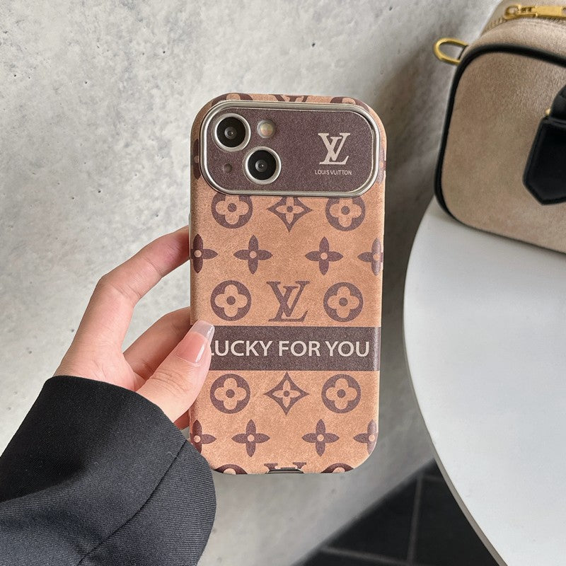 Custodia per iPhone Lou classica in pelle marrone e nera