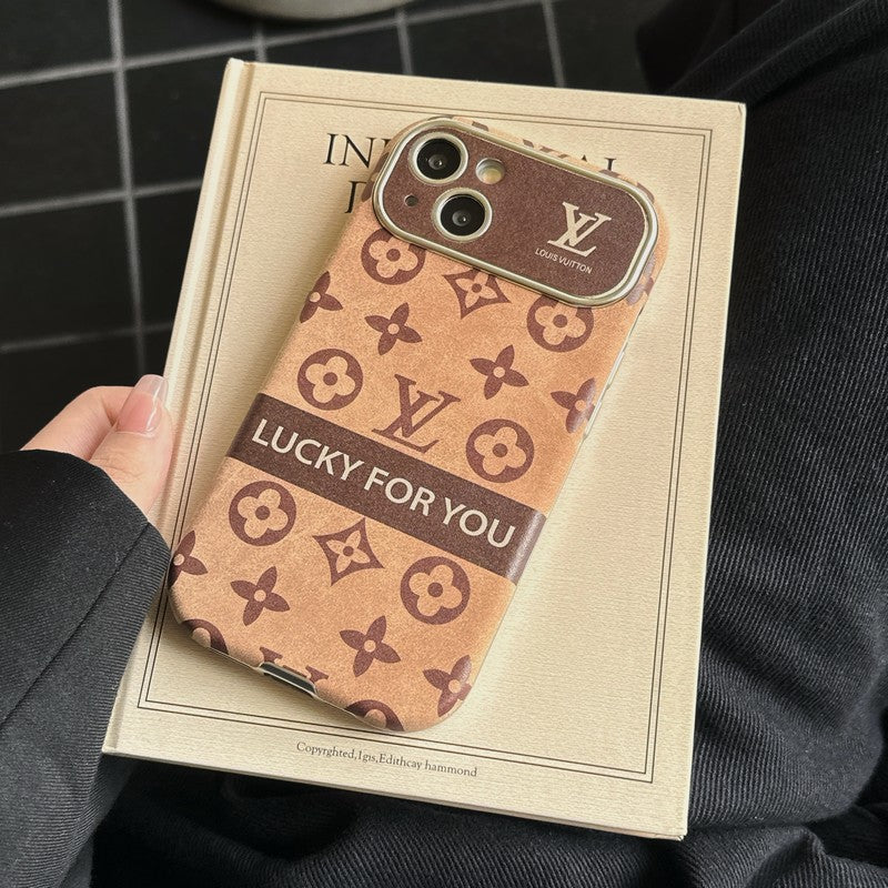 Custodia per iPhone Lou classica in pelle marrone e nera