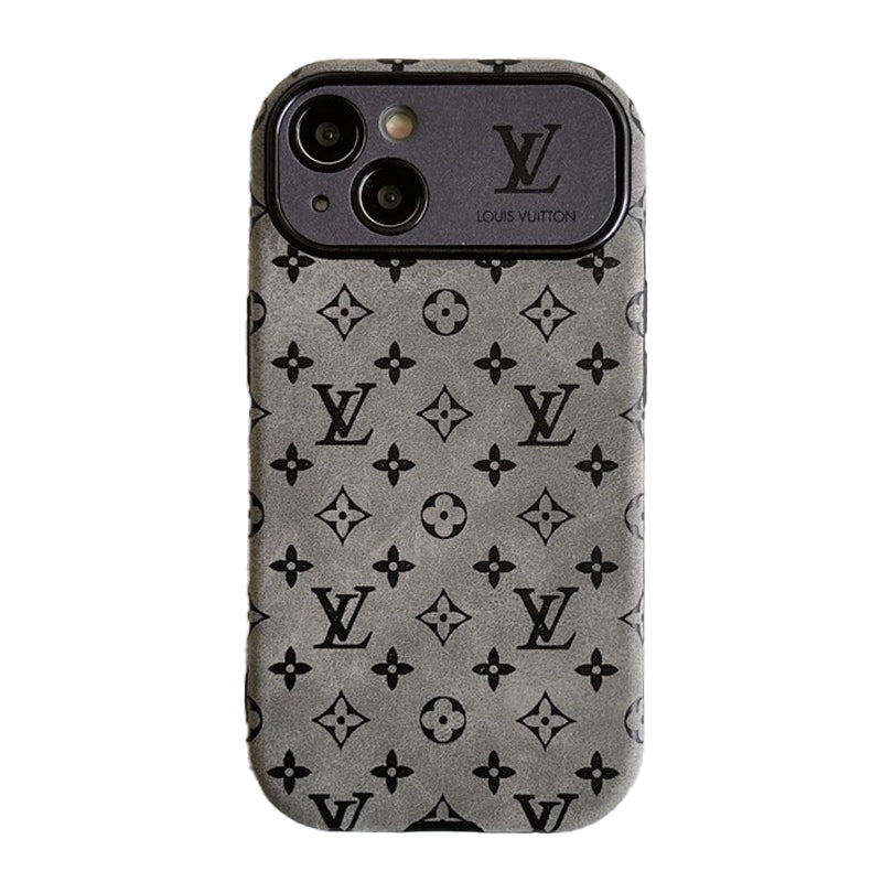 Custodia per iPhone Lou classica in pelle marrone e nera
