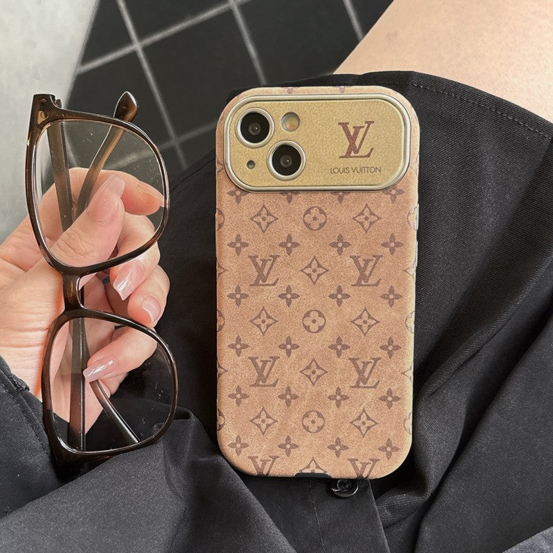 Custodia per iPhone Lou classica in pelle marrone e nera