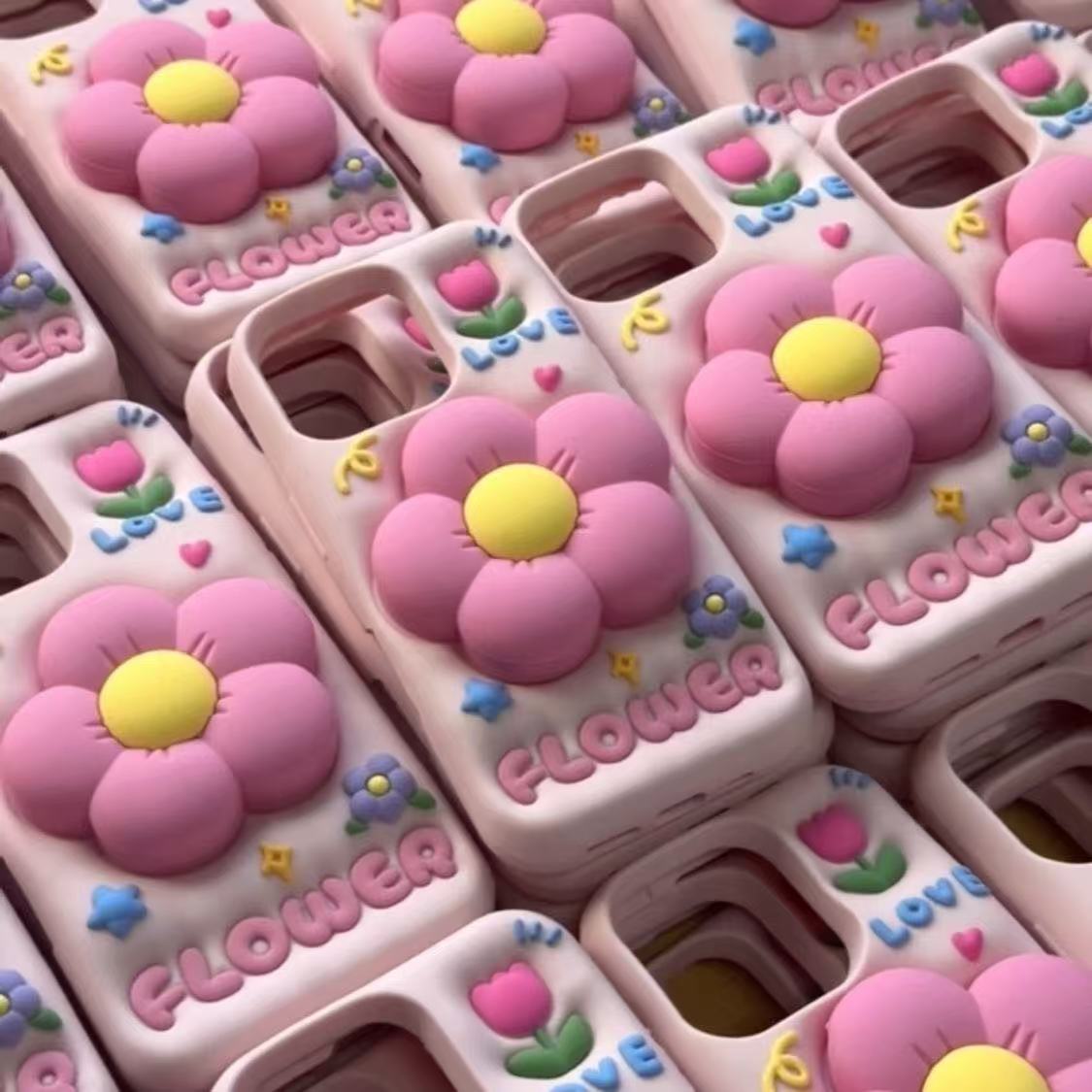 Trendy 3D Flower iPhone Case with Kickstand – Soft & Fresh Style