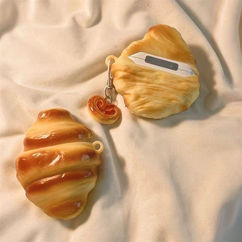 Zábavný silikonový 3D chléb z kravských rohů s mléčnou příchutí Pouzdro na sluchátka