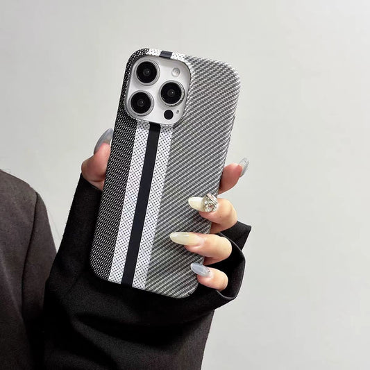Minimalist Color-Block Carbon Fiber Pattern Phone Case
