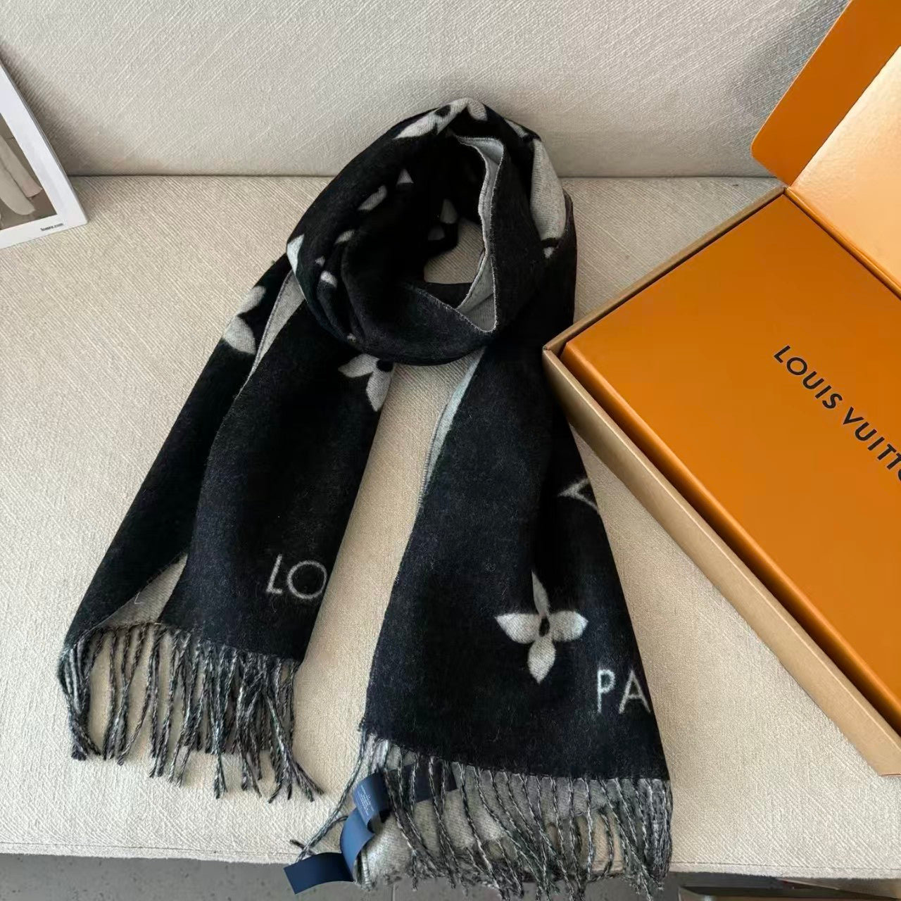 Luxury Reversible Monogram Knit Scarf