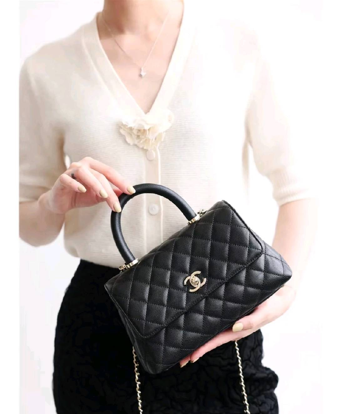 Caviar C Handle Luxury Flap Bag
