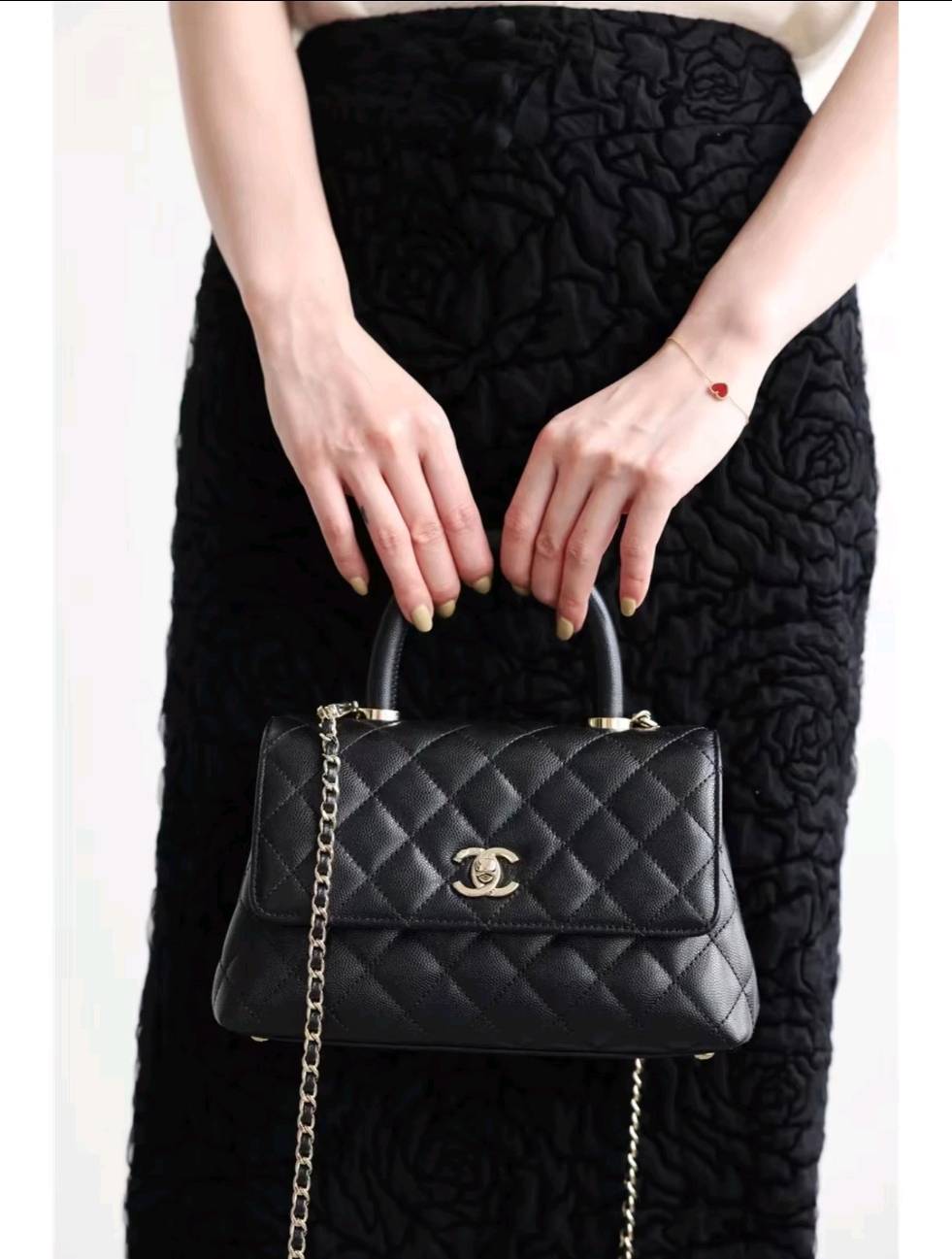 Caviar C Handle Luxury Flap Bag