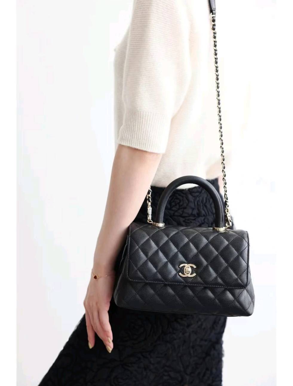 Caviar C Handle Luxury Flap Bag