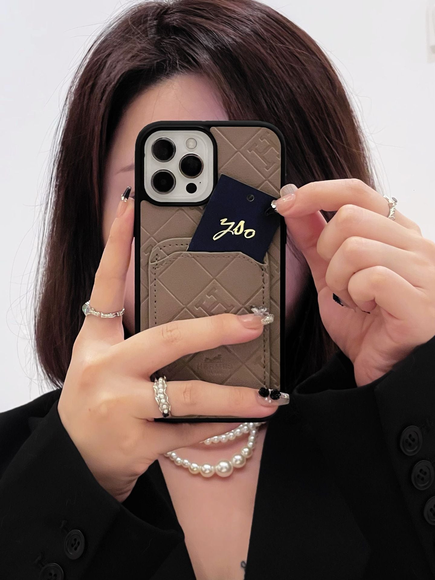 Étui pour iPhone avec porte-cartes en cuir H