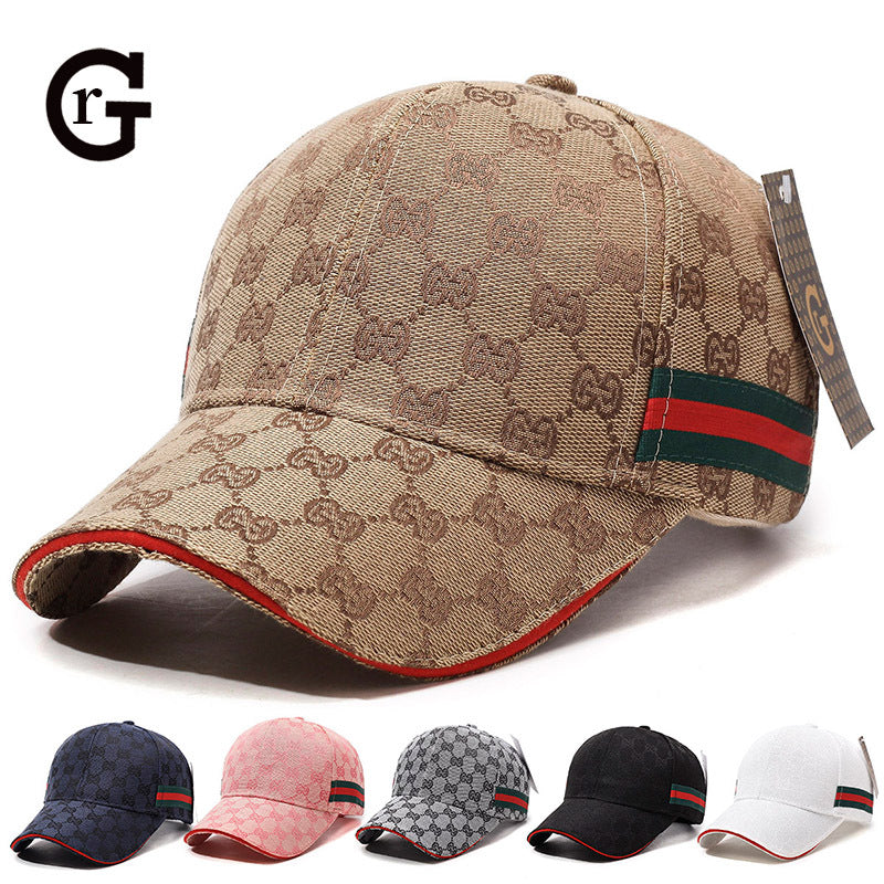 條紋圖案帆布棒球帽