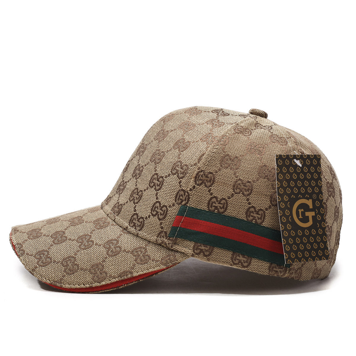 條紋圖案帆布棒球帽