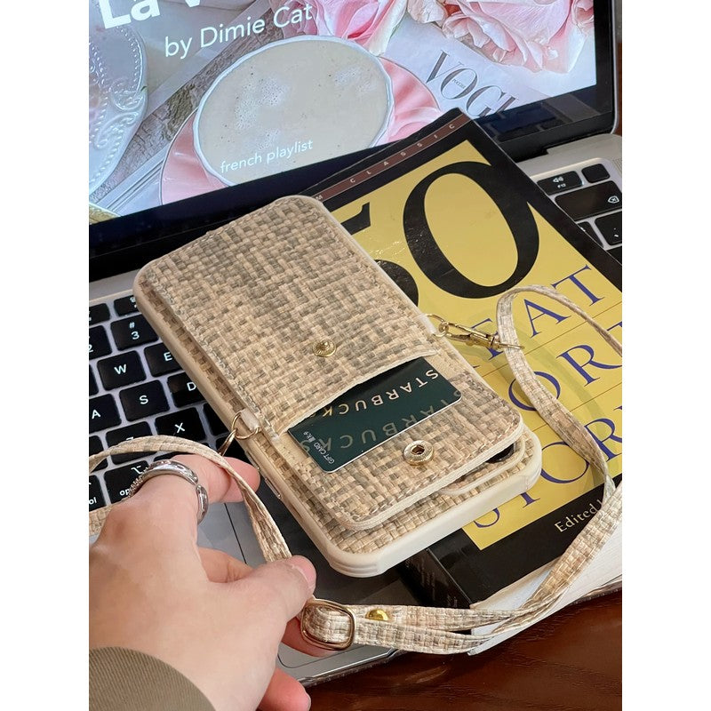 Custodia per iPhone a tracolla con borsa per carte Pra Weave