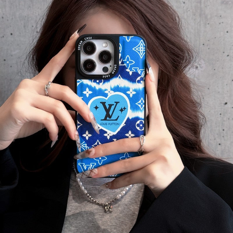 Lou blauw lederen iPhone-hoesje