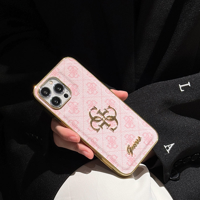 Gue Gold Logo Cás iPhone Leathar
