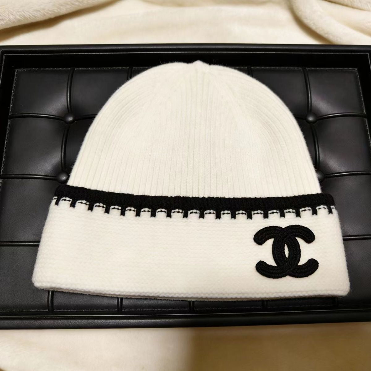 黑白雙色針織帽