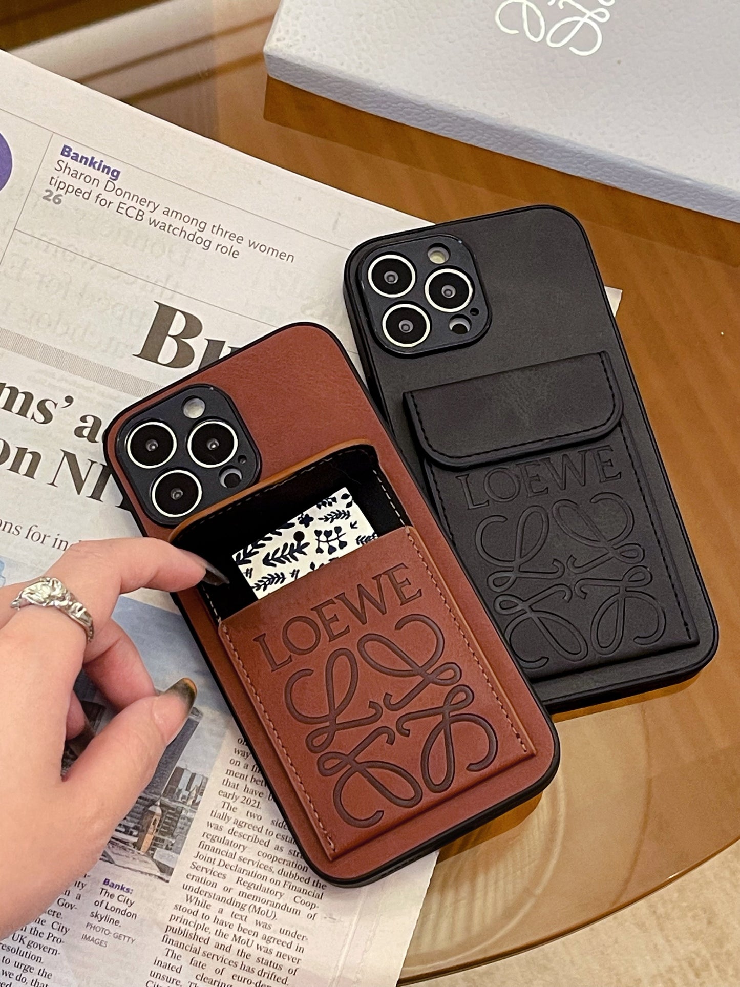 LOEWE iPhone tok kártyatartóval, fekete-LZP241448