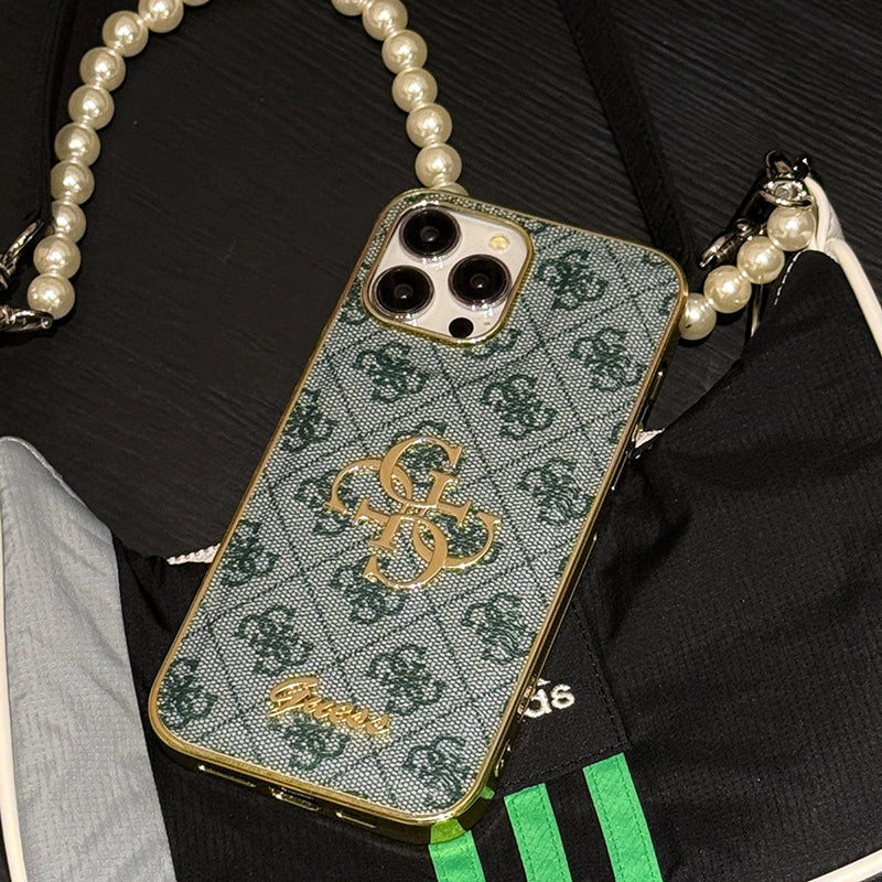 Gue Gold Logo Cás iPhone Leathar