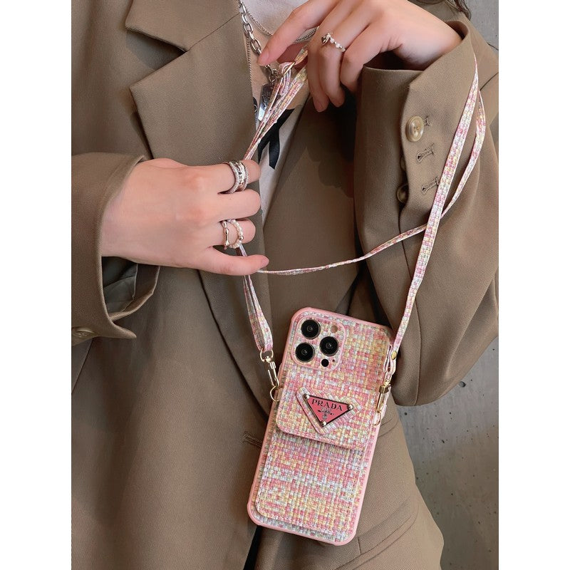 Custodia per iPhone a tracolla con borsa per carte Pra Weave