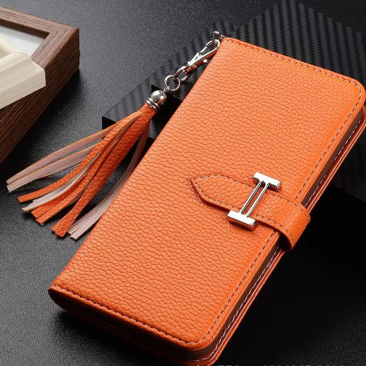 《🧡 Orange Lychee - Leather Phone Case | Wallet Design》