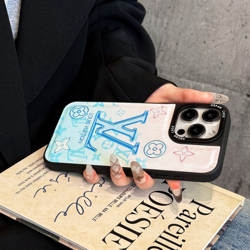 Lou blauw lederen iPhone-hoesje