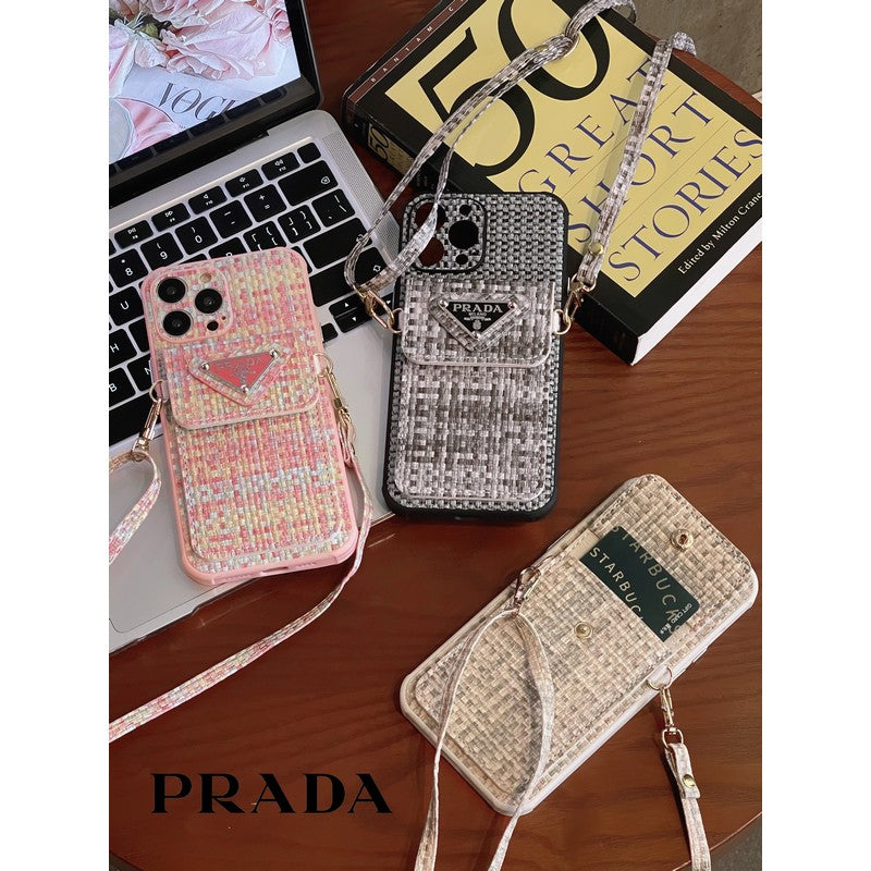 Custodia per iPhone a tracolla con borsa per carte Pra Weave