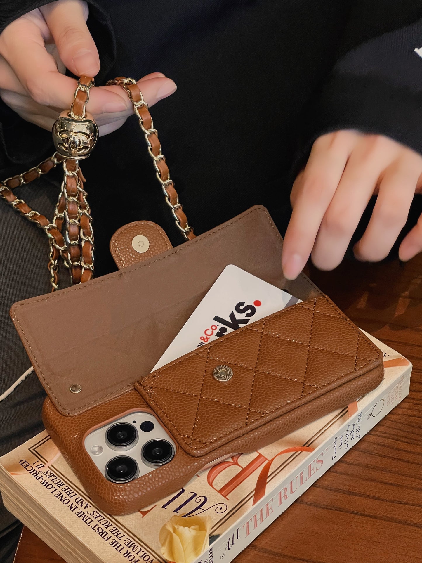 Πολυτελής Θήκη για iPhone Πορτοφόλι με Χέρι/Crossbody Chain
