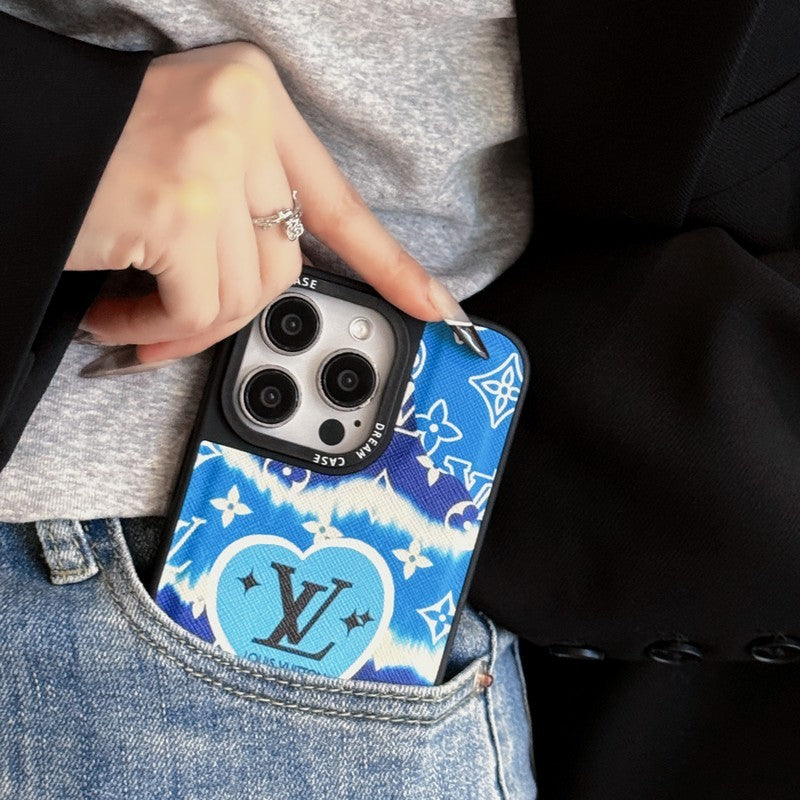 Lou blauw lederen iPhone-hoesje