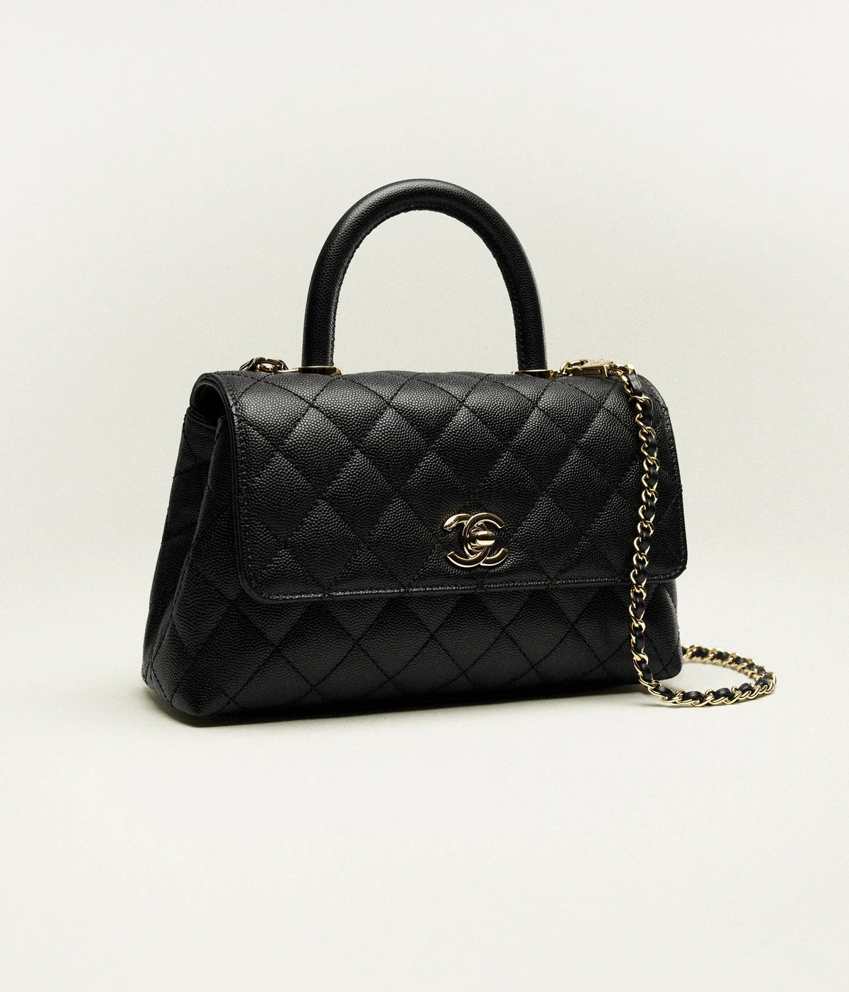 Caviar C Handle Luxury Flap Bag