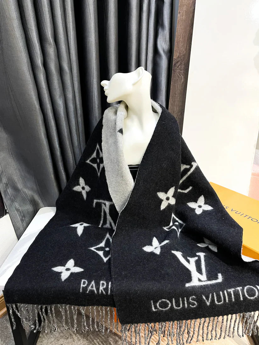 Luxury Reversible Monogram Knit Scarf