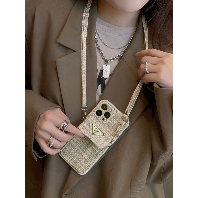 Custodia per iPhone a tracolla con borsa per carte Pra Weave